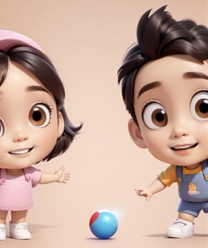 Indonesian children playing games, good looking boy and the girl, cute face, good finger, highly  highlighted finger,  highly highlighted leg's,  high resolution, cartoon character style, 8k resolution, ar--3:2.