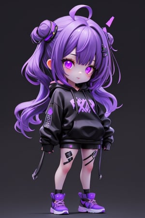 (1st female)) (1st Female) (Purple Hair) (Long Hair) (Glowing Purple Eyes) (Wearing Black Hoodie) Long Black Hoodie (black purple background) (DX12 Graphics) (SUPER CHIBI) (cute FACE)
