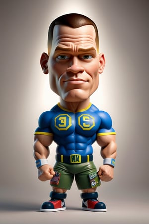 caricature john cena, big head, small body, chibi version, 30 years old octane render, ray tracting, clay material, popmart blind box, Pixar trend, animation lighting, depth of field, ultra detailed 
