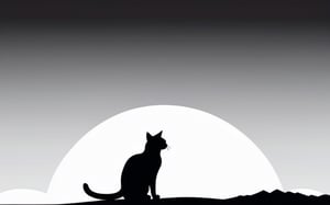Horizon with the silhouette of a cat, white and black