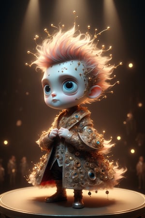 Character portrait of  Max Born, standing on stage, side profile, caricature, chibi, kawaii,3d rendering, octane rendering, volumetric light, victorian fashion, metallic, highly-detailed symmetric face, detailed eyes, ultra sharp, highest quality, art by Anja Millen and George Cruikshank and Bordalo II, smooth, sharp focus, trending on artforum, behance hd, kids story book style, muted colors, watercolor style,Apoloniasxmasbox