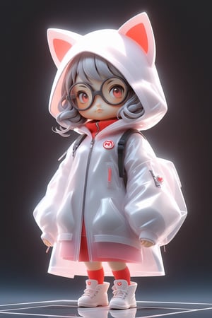 Full body, 3d artwork,  super cute girl, pop mart toys,  front view, super detail, blind box, T pose,Cute female  cyberpunk hacker with red colored glasses, in a jacket with a Beanie long grey hair half teeshirt ripped jeanscyberpunk 2077 poster art, unreal engine, cozy indoor lighting, artstation, best quality, 3d icon clay render, blender, OC renderer, full body reference sheet, dribble, high detailed, 8k, studio lighting, 3D rendering, Nintendo trendy, best details, higdefinition, high resolution,cute cartoon 
