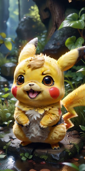 Create an adorable and super realistic 4K Ultra HDR image of a cute chibi-style pikachu. This masterpiece should portray a character that's both super cute and incredibly detailed, offering a delightful blend of charm and high-quality artistic realism.
