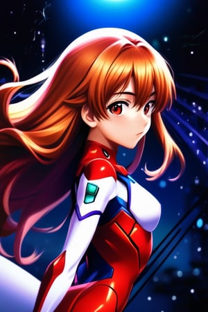 nijiMecha,lora:nijiMecha:0.85,(best quality, masterpiece, colorful, dynamic angle, highest detailed)(Asuka Langley),upper body photo,fashion photography of cute red long hair girl (Asuka Langley),dressing high detailed Evangelion red suit (high resolution textures),in dynamic pose,bokeh,(intricate details, hyperdetailed:1.15),detailed,moonlight passing through hair,perfect night,(fantasy art background),(official art, extreme detailed, highest detailed),HDR+