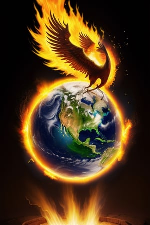 A beautiful translucent fire phoenix , water, earth and air, fiery crystal, time distortion, high quality.,easter