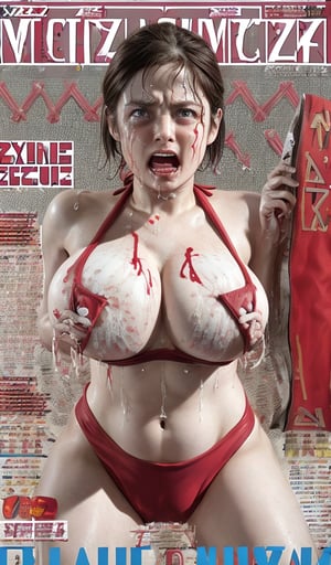 (Claire Redfield) ,(resident evil) ,
(((bikini:1.2))),
(((face with detailed blood:1))),
(((body with detailed semen:1))),
(((great crying:1.5))),
(((huge breasts:1.5))),
(cosplay), tube_top, short pants, ((zombies behind))
(((magazine cover:1.5))),