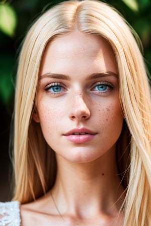 blond girl, freckles: 0.2, (wearing comfy dress), attractive, covered chest, ultra detailed realistic illustration, detailed beautiful face, front body, full body view, dreamy, glowing, backlit, glamour, shimmer, shadows, strokes, smooth, ultra high definition, 8k, unreal engine 5, ultra sharp focus, highly detailed, vibrant, cinematic production character rendering, very high quality model, full body, hyper detailed photography, soft light, ultra detailed, immensely attractive, extremely appealing, caring and playful expressions, detailed face, detailed eyes, mesmerizing beauty