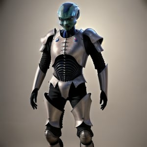 photorealistic hot alien male standing in a body armor 