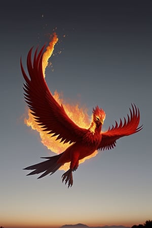 photo realistic phoenix the firebird flying