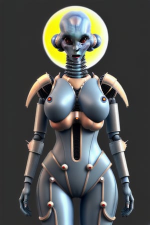 non humanoid female alien wearing scifi body armor