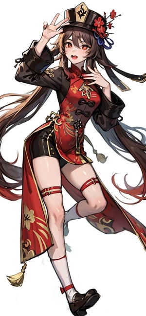  1girl, hutao,dark background,red theme, masterpiece, best quality, Chinese dress