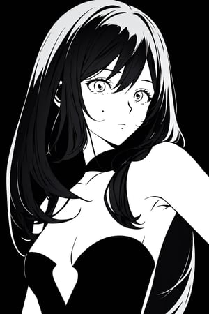 best quality,dark background, simple dark background,  dark background ,full_body,long_hair,illustration,line anime, armpits, face close-up , close up shot,fcloseup