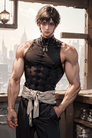 (masterpiece, best quality), 1boy,solo,muscular, adult