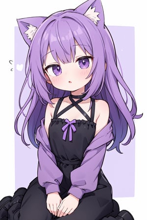 girl,purple hair, purple_eyes,have purple cat ears