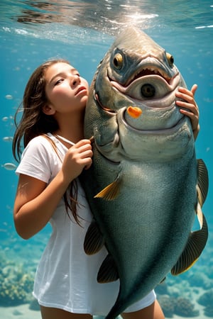 a young girl is being swallowed by a giant fish

,1 girl