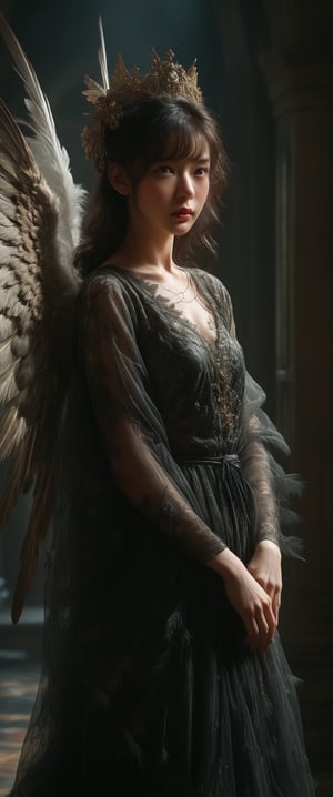 breathtaking ethereal RAW photo of female, (((by John Collier, John William Waterhouse, pinup style, silver, gold), A girl wearing a long black wedding dress, church, baroque style, detailed feathers, huge wings, , big scene, super realistic,



 )), dark and moody style, perfect face, outstretched perfect hands. masterpiece, professional, award-winning, intricate details, ultra high detailed, 64k, dramatic light, volumetric light, dynamic lighting, Epic, splash art .. ), by james jean $, roby dwi antono $, ross tran $. francis bacon $, michal mraz $, adrian ghenie $, petra cortright $, gerhard richter $, takato yamamoto $, ashley wood, tense atmospheric, , , , sooyaaa,IMGFIX,Comic Book-Style,Movie Aesthetic,action shot,photo r3al ,bad quality image,oil painting, cinematic moviemaker style,Japan Vibes,H effect,koh_yunjung ,koh_yunjung,kwon-nara,sooyaaa,colorful,bones,skulls,armor,han-hyoju-xl
,DonMn1ghtm4reXL, ct-fujiii,ct-jeniiii, ct-goeuun,mad-cyberspace,FuturEvoLab-mecha,cinematic_grain_of_film,a frame of an animated film of,score_9,3D,style akirafilm,Wellington22A,Mina Tepes,lucia:_plume_(sinful_oath )_(punishing:_g,VAMPL, FANG-L ,kizuki_rei, ct-eujiiin,Jujutsu Kaisen Season 2 Anime Style,ChaHaeInSL,Mavelle,Uguisu Anko,Zenko