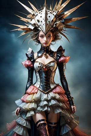 Girl in a strange outfit,glamorous surreal, creative, absurd, full body, Style by Stefan Gesell,,more detail XL,detailmaster2,Anime ,sooyaaa,dlwlrma