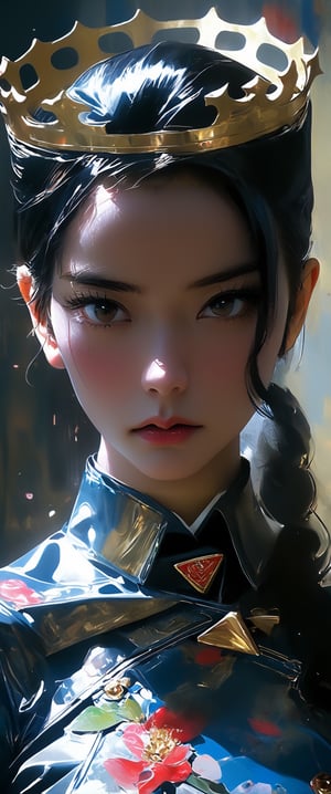 breathtaking ethereal RAW photo of female ((poster of a sexy [princess, suffering, burdened by the weight of a crown, ] in a [ ], pissed_off,angry, latex uniform, eye angle view, ,dark anim,minsi,goeun, , , )), dark and moody style, perfect face, outstretched perfect hands . masterpiece, professional, award-winning, intricate details, ultra high detailed, 64k, dramatic light, volumetric light, dynamic lighting, Epic, splash art .. ), by james jean $, roby dwi antono $, ross tran $. francis bacon $, michal mraz $, adrian ghenie $, petra cortright $, gerhard richter $, takato yamamoto $, ashley wood, tense atmospheric, , , , sooyaaa,IMGFIX,Comic Book-Style,Movie Aesthetic,action shot,photo r3al,bad quality image,oil painting, cinematic moviemaker style,Japan Vibes,H effect,koh_yunjung ,koh_yunjung,kwon-nara,sooyaaa,colorful,roses_are_rosie,armor,han-hyoju-xl
