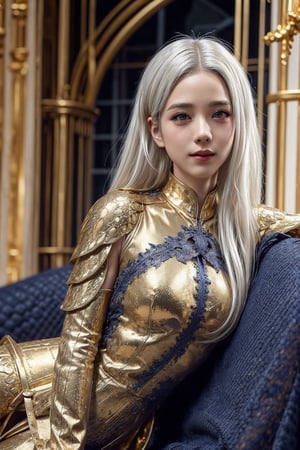 (WHite hair girl in Golden armor:1.5), sexy Warriors, (full body), masterpiece , best quality , ultra detailed , "detailed background" , perfect shading , high contrast , best illumination , extremely detailed , ray tracing , realistic lighting effects , (beautiful detailed face , beautiful detailed symmetrical eyes:1.5) , one woman , full lips , light smile , longt-hair , long_white-silver_hair, best lighting , full_length_portrait, dragon lying_behind background, ,Dragon,YeaJi Seo,bibilorashy,kimtaeri,nana,goyoonjung,iu,hyojoo,yoona,sohee,jisoo,m_kayoung,rachel_mypark,limjjy2