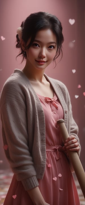breathtaking ethereal RAW photo of female, ((best quality, 1girl, black hair, hair ornament, hairclip, black eyes, short hair, , beige cardigan, cardigan, pink dress, red ribbon, smile, holding baseball bat, baseball bat, blushing, looking at viewer, hearts, sparkles, pink background, 5 fingers, perfect hands



 )), dark and moody style, perfect face, outstretched perfect hands. masterpiece, professional, award-winning, intricate details, ultra high detailed, 64k, dramatic light, volumetric light, dynamic lighting, Epic, splash art .. ), by james jean $, roby dwi antono $, ross tran $. francis bacon $, michal mraz $, adrian ghenie $, petra cortright $, gerhard richter $, takato yamamoto $, ashley wood, tense atmospheric, , , , sooyaaa,IMGFIX,Comic Book-Style,Movie Aesthetic,action shot,photo r3al ,bad quality image,oil painting, cinematic moviemaker style,Japan Vibes,H effect,koh_yunjung ,koh_yunjung,kwon-nara,sooyaaa,colorful,bones,skulls,armor,han-hyoju-xl
,DonMn1ghtm4reXL, ct-fujiii,ct-jeniiii, ct-goeuun,mad-cyberspace,FuturEvoLab-mecha,cinematic_grain_of_film,a frame of an animated film of,score_9,3D,style akirafilm,Wellington22A,Mina Tepes,lucia:_plume_(sinful_oath )_(punishing:_g,VAMPL, FANG-L ,kizuki_rei, ct-eujiiin,Jujutsu Kaisen Season 2 Anime Style,ChaHaeInSL,Mavelle,Uguisu Anko,Zenko