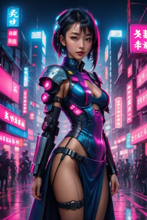 ((best quality)), ((masterpiece)), ((realistic)), (detailed), a gorgeous Cyberpunk Asian woman with blue windblown hair and techno armor((riding hovercraft through the air)), 50 ft up in the air , pale skin and dark eyes, flirting smiling confident seductive, Steampunk flair, vibrant high contrast, pink and blue lit cyberpunk cityscape behind her, Omnious intricate, octane, moebius, dramatic lighting, orthodox symbolism Cyber punk, mist, ambient occlusion, volumetric lighting, wearing combat boots, emotional, tattoos, shot in Tokyo, hyper detailed, zoomed out, full body, 8k, Nikon Z9,  cyberpunk style,mecha,bingnvwang,cyberpunk style,cyberpunk,Movie Still,oni style,HZ Steampunk,LinkGirl