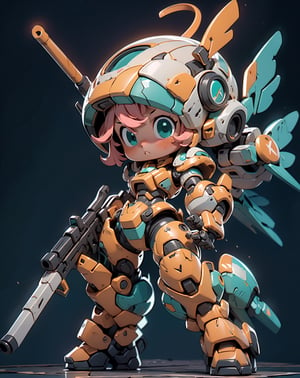 ((highest quality)), (8k, very detailed, full-length frame, high-detail RAW color art, masterpiece: 1.2), bj_cute_machinery,1 woman, alone, blush, blue_eyes, Hold, closed_mouth, standing, saturated_body, weapon, pink_hair, Little, Hold_weapon, Armor, aqua_eyes, gun, helmet, Black color_background, clenched_hand, Hold_gun, Mecca_museum, power_Armor,
cinematic lighting, strong contrast, high level of detail, best quality, masterpiece, style,BJ_Cute_Mech,1 girl,3DMM,better_hands