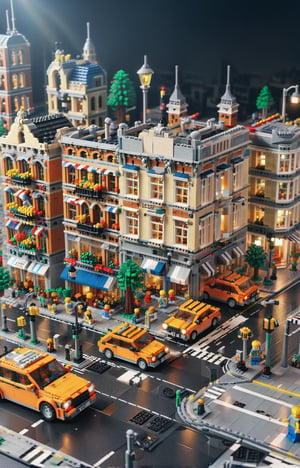 LEGO city street night scene, highly detailed, super high resolution, 8K UHD,lego