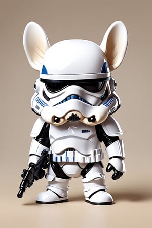 chibi, perfect-composition, Perfect pictorial composition, Creative poster, Cute, Cute Star Wars White Stormtrooper, wearing Mask and helmet, cartoon, french bulldog, (Detailed French Bulldog Appearance）,disney cartoon