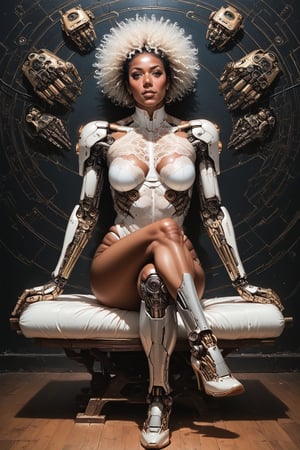 score_9, score_8_up, score_7_up,photorealistic, a woman in a white (lace, full cyborg suit:1.55) (sitting on top of a table:1.5) (body turned towards the viewer:1.2), (head turned to the left:1.8), (crossed legs:1.4), white hair, cyborg, robotic parts, beautiful detailed body and face, sakimichan hdri, amouranth, a beautiful detailed orixa, 2049, chiaki nanami, afro futuristic, made in maya, sam yang, 2070, cyborg, robotic parts, 150 mm, beautiful studio soft light, rim light, vibrant details, luxurious cyberpunk, lace, hyperrealistic, anatomical, facial muscles, cable electric wires, microchip, elegant, beautiful background, octane render, 8k, best quality, masterpiece, illustration, an extremely delicate and beautiful, extremely detailed ,CG ,unity ,wallpaper, (realistic, photo-realistic:1.37), Amazing, finely detail, masterpiece, best quality, official art, extremely detailed CG unity 8k wallpaper, absurdres, incredibly absurdres, robot, silver halmet, (full body:1.4), sitting, (nsfw:1.2),rating_explicit,l4rg33y3s