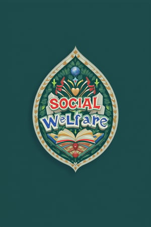 Creating a motivating Korea University Social welfare department logo  that is both catchy and appealing to a freshmen or those who don't know the department. the logo has a name "Social Welfare" , associate with hearts and books, 4k , high details,Made of adrr-zllj