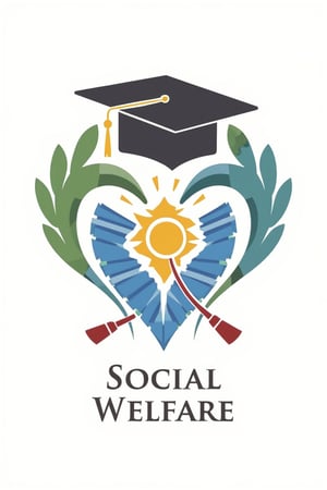 Creating a motivating Korea University Social welfare department logo  that is both catchy and appealing to a freshmen or those who don't know the department as the logo has a name "Social Welfare", associate with hearts and books, 4k , high details,Made of adrr-zllj