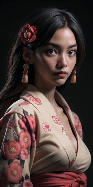 high quality, photorealistic, raw photo, photo portrait of beautiful black woman, samurai, flower in hair, kimono, normal breasts, (black face), red eyes, black hair, perfect lips, sakura, dynamic pose, masterpiece, cowboy shot, highly detailed, highres, japanese mountain background.
Professional photograph by Lee Jeffries.
Perfect light kn subject same as environment,cyberpunk robot
Vivid colours 