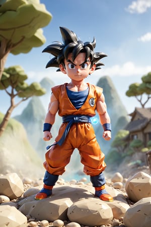 1boy, son goku power up floating above the ground, ground start breaking, stone and pebble floating, energy field emited from his body, viewed from bellow, camera view, dynamic field of view, cartoon camera style, panoramic, ultra wide angle, spherical perspective view, action cam