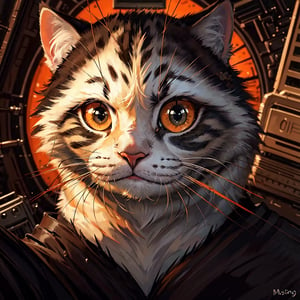 masterpice , HDR , oilpinting , portrait ,Cat, orange fur, white paws, big eyes, happy expression,