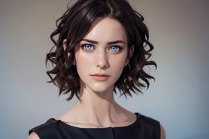 (photorealistic:1.5), closed mouth, realistic skin, black dress, perfect face, detailed pupil, blue eyes, half body, small chest, solo, standing,Detailedface