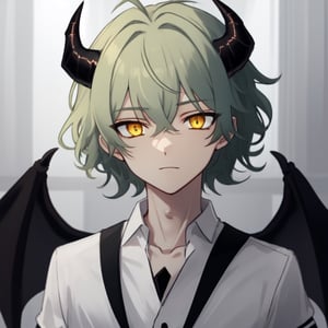 boy, demon, fantasy .Perfect anatomy, (masterpiece, top quality, extreme), perfecteyes, yellow eyes, deep blue hair, perfecteyes, meddium horns, black wings, compfy cloths, underworld, portrait, light.,perfecteyes, black demon tail, 1boy, short and curly fringe, short hair, hot.