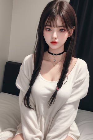 photography of a 20yo woman, masterpiece, casual dress, heart choker,hair_style,  whole body
,photorealistic,analog,realism, A compassionate girl with a heart full of love, spreading warmth and affection to those around her.