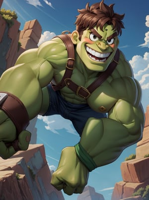 Kid hulk jumping and smiling