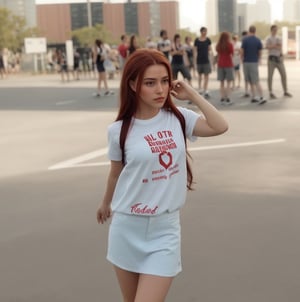 all red brunette hair, sexy body, ultra details, sharp, best artist, sweating, clothes, 1girl, 