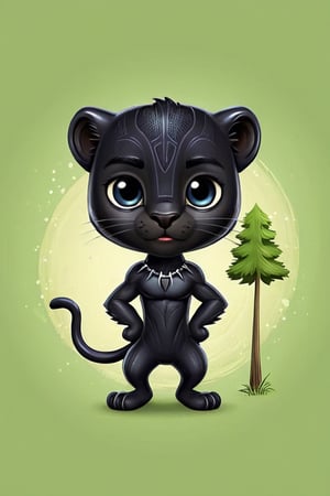 a very cute little Black panther ((( with the text: "Don't Cut down trees! "))),cartoon logo