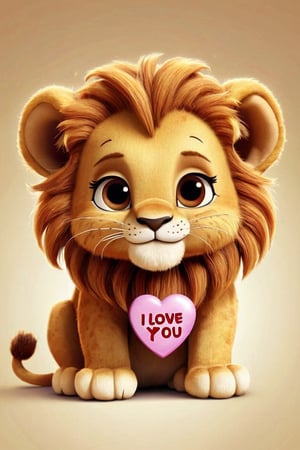 a very cute little lion ((( with the text: "I Love you! 2000 Likes")))