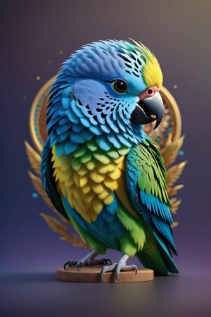 (full body) intricate coloring, vector graphic logo design of a Budgerigar, 3-6-9 pattern, art and mathematics fusion, high resolution, kawaii, cute, Elegant, subtle gradient, sophisticated, muted color scheme, hyper detailed, trending at artstation, sharp focus, studio photography, highly detailed, centered, bright color, solid dark background, made with adobe illustrator, movie still, Leonardo Style, 3d style ,3d style,photo r3al