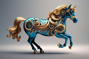 Create an image of a mascot that draws inspiration from a biomechanical horse, featuring a fusion of organic and metallic components, emit mesmerizing fractal designs. Bright background, Elegant, sophisticated, intricate line work, ornate details, muted color scheme. Art and mathematics fusion, hyper detailed, trending at artstation, sharp focus, studio photography, intricate detail, highly detailed, centered, perfect symmetrical, plain design,tshirt design,8k,high_resolution,Leonardo Style,Pixel Art