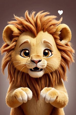 a very cute little lion ((( with the text: "I Love you! 2000 Likes")))