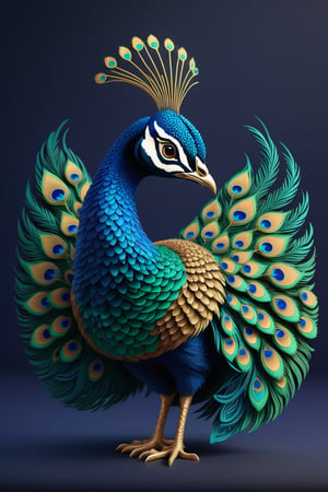 (full body) intricate coloring, vector graphic logo design of a peacock, 3-6-9 pattern, art and mathematics fusion, high resolution, kawaii, cute, Elegant, subtle gradient, sophisticated, muted color scheme, hyper detailed, trending at artstation, sharp focus, studio photography, highly detailed, centered, bright color, solid dark background, made with adobe illustrator, movie still, Leonardo Style, 3d style ,3d style,photo r3al