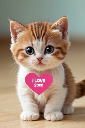 a very cute little cat ((( with the text: "I Love you 2000 Likes")))