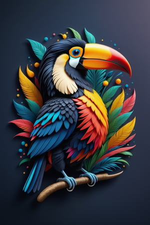 (full body) intricate coloring, vector graphic logo design of a Toucan, 3-6-9 pattern, art and mathematics fusion, high resolution, kawaii, cute, Elegant, subtle gradient, sophisticated, muted color scheme, hyper detailed, trending at artstation, sharp focus, studio photography, highly detailed, centered, bright color, solid dark background, made with adobe illustrator, movie still, Leonardo Style, 3d style ,3d style,photo r3al