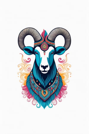 Vintage tshirt print design (on a white background:1.2), Retro Silhouette drawing of a indian ram idol from the front, with colors ink pop art blackground,delicate,filigram,centered,intricate details,high resolution,4k, illustration style,Leonardo Style