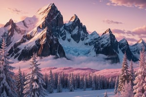 A mountain background, Ilusion, pink color, masterpiece, ultra high res, high quality, ultra detailed, ultra realistic,8k,More Detail