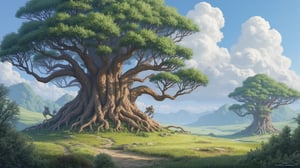 beautiful landscape of big tree in idr_rupiah style